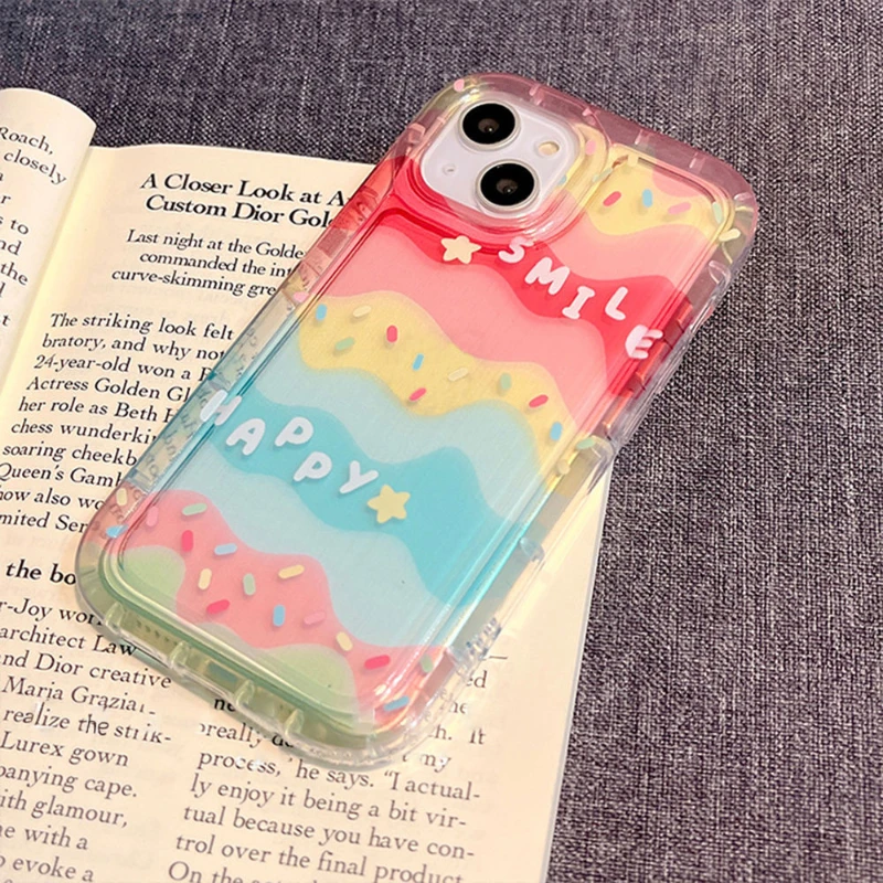 

Gradient Rainbow English Transparent Shell Case For iphone14 Pro 11 12 13 Max XS XR X 7 8 Plus Fashion new products