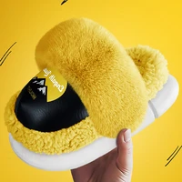 winter home slippers for woman platform shoes with fur pu waterproof female house slippers warm plsuh non slip couple slippers