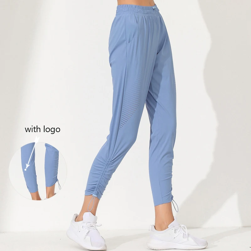 

New With Logo Ladies Stretch Jogging Pants Quick Dry Breathable Wide Leg Yoga Pants Sports Fitness Leggings Street Casual Pants