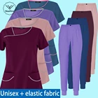 Медицинская Униформа Женская медсестринская одежда из двух предметов скраб одежда для кормления с V-образным вырезом коротким рукавом Быстросохнущий Комплект Одежда для врачей унисекс