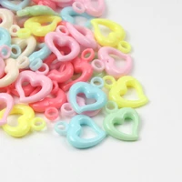 mixed candy colored 15x20mm heart plastic pendant acrylic beads loose beads for jewelry making diy necklace bracelet accessories