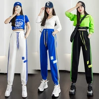 new casual work level loose high waist jogging pants for women side letter vertical bar labeling loose harlan pants