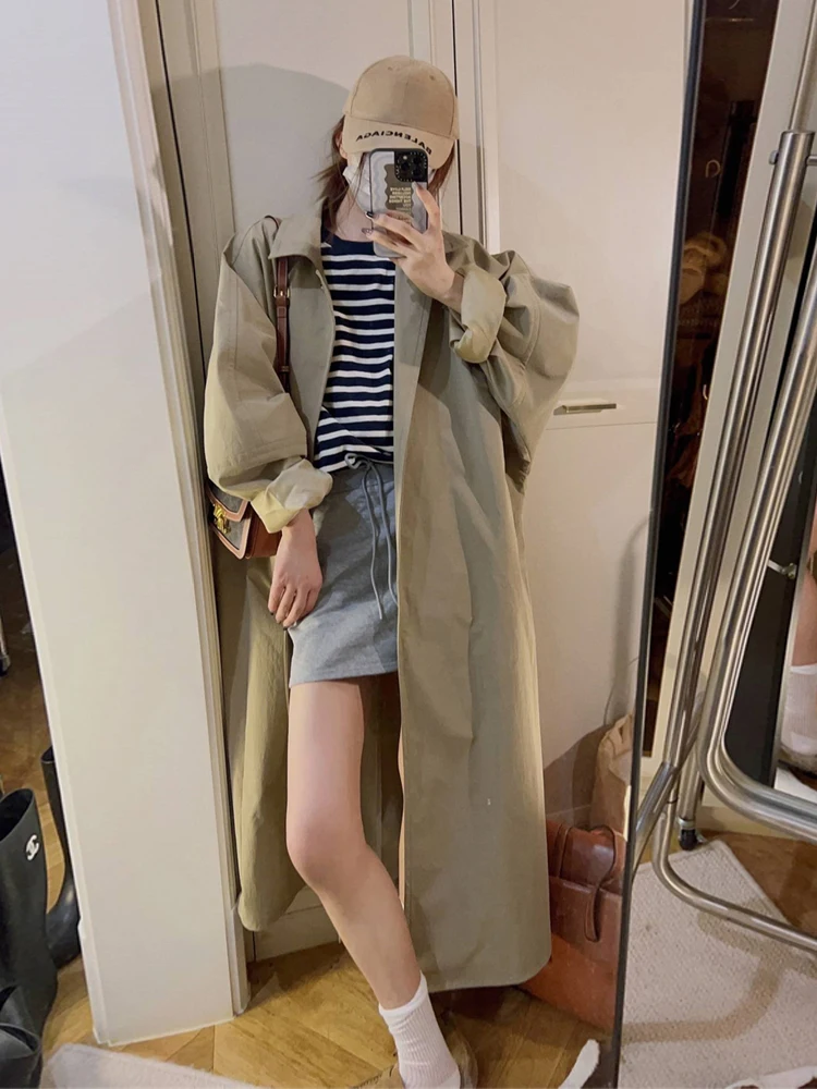 Свободное повседневное пальто в британском стиле для женщин осень 2023 новый плащ