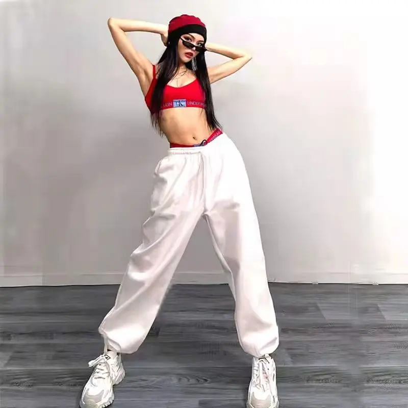 

2022 Loose Wide Leg Pants Wide Leg Women's Punk Sports Pants Chic Solid Color Retro Fashion Casual Pants Y2K