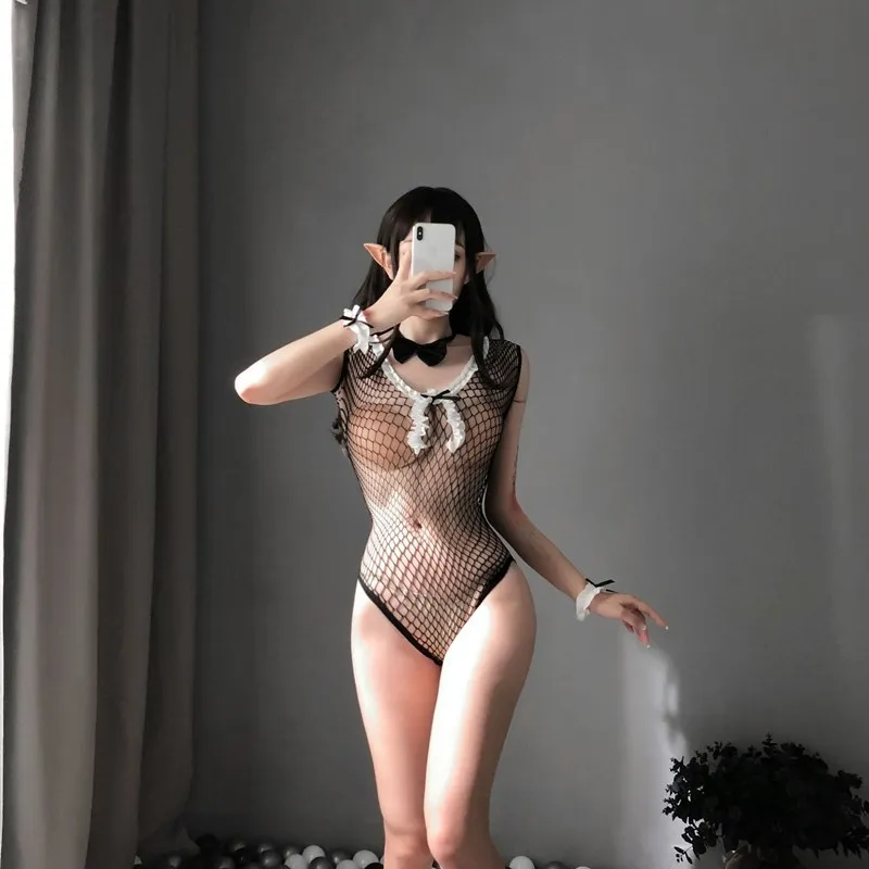 

Женское Сексуальное Кружевное боди Сетчатое Эротическое бикини с вырезами Банни порно боди белье для секса 18