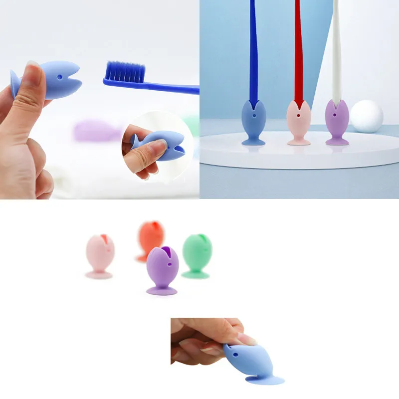 

Fish Silicone Toothbrush Holder 45mm Mini Cute Cartoon Toothbrush Base Bathroom Toothbrush Storage Tool Toothbrush Bracket