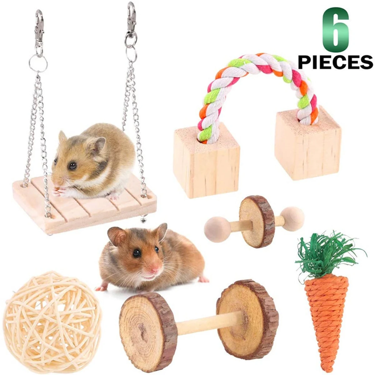 

6 шт., деревянные игрушки для хомяка, 6 шт.