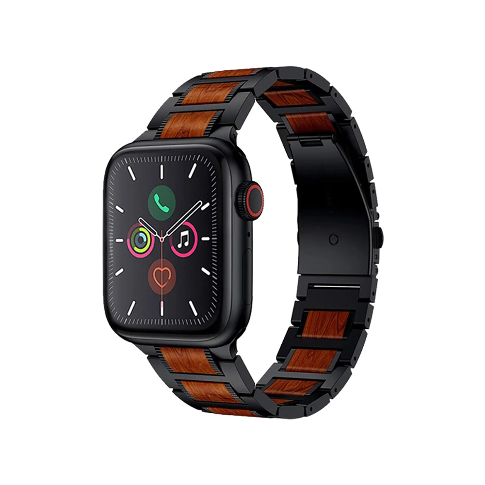 

Strap For Apple Watch Series 8 7 45mm 41mm Sandal Wood+Stainless Steel Bracelet Apple Watch Band 44mm 40mm 42mm 38mm iWatch 6SE5