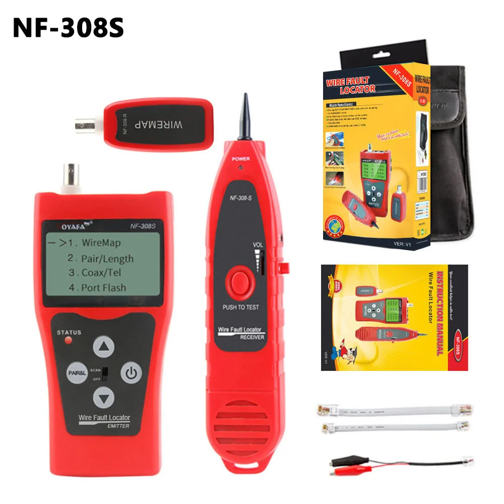 

Тестер сетевого кабеля Noyafa NF-308S, кабельный трекер с ЖК-дисплеем, измерительная длина, тестер схемы развода RJ45 RJ11, инструменты для сетевого тестера