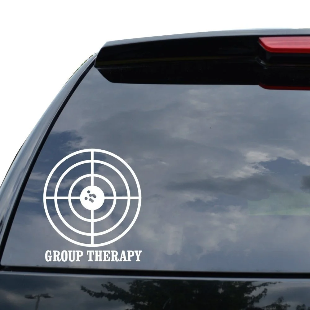 

For GROUP THERAPY SHOOTING TARGET GUN RIFLE Decal Sticker Car Truck Motorcycle Window Ipad Laptop Wall Decor Various Sizes