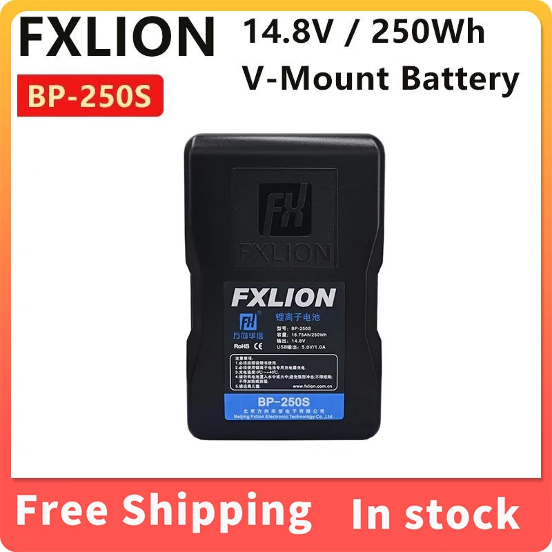 

FXLION BP-250S V-Mount Battery 14.8V / 250Wh USB-A, D-Tap and 2 1Pin Socket. A 5-Level Power Indicator FOR Camera Ligh Battery