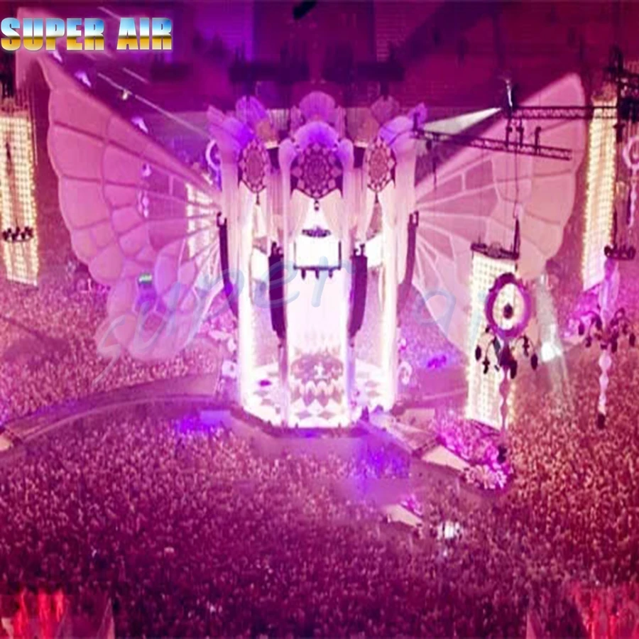 Сценический фон для диджея стеклянный шар надувные крылья бабочки с красочным