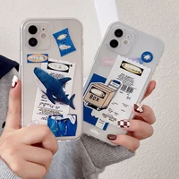 killer whale couple phone case for iphone 13 12 11 pro x xs max xr 7 8 6plus se3 20 shockproof label barcode cartoon shark cover