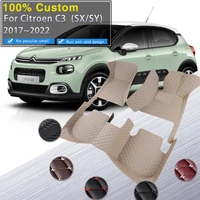 car floor mats for citroen c3 cross sx sy 20172022 rugs leather mat carpets auto durable pad set interior parts car accessories