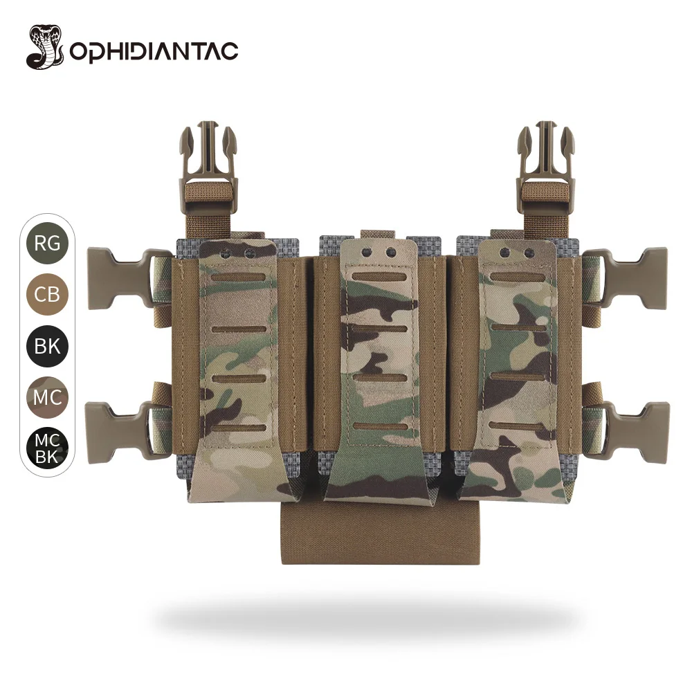 Фото OPHIDIANTAC MOLLE 5.56 Трехсекционный подсумок для магазинов с заменяемой крышкой, подходит для бортовой системы крепления на нагрудный ремень. №2