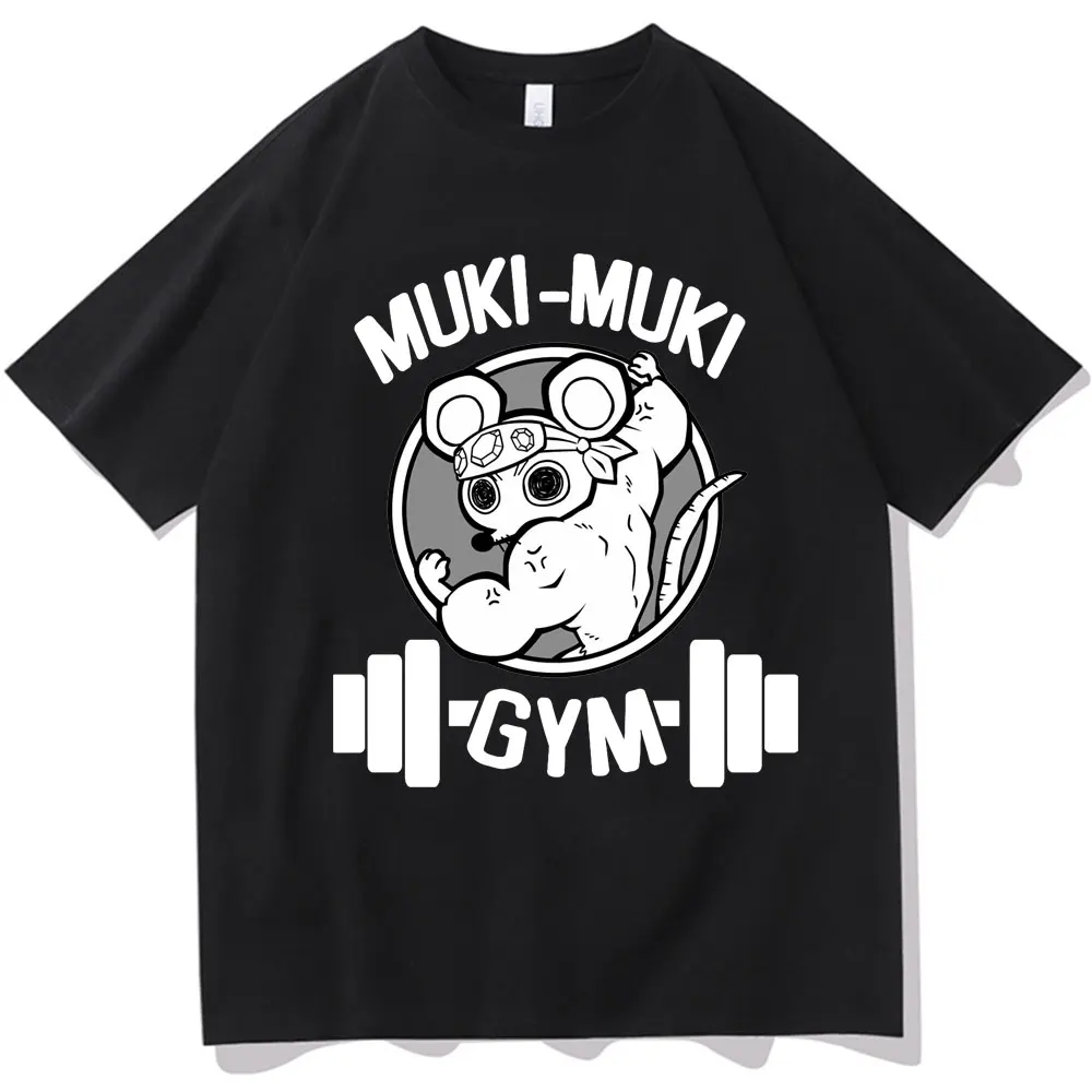 Hot Anime Demon Slayer Uzui Tengen Print T-shirt Funny Ninja Mice Muki Gym T Shirt Muscular Mouse Oversized Unisex T Shirts Male