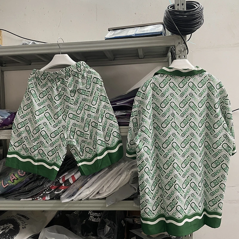 

Top Quality New Green Casablanca Shirt Men Women Top Version Hawaiian Shirts Tee Goth