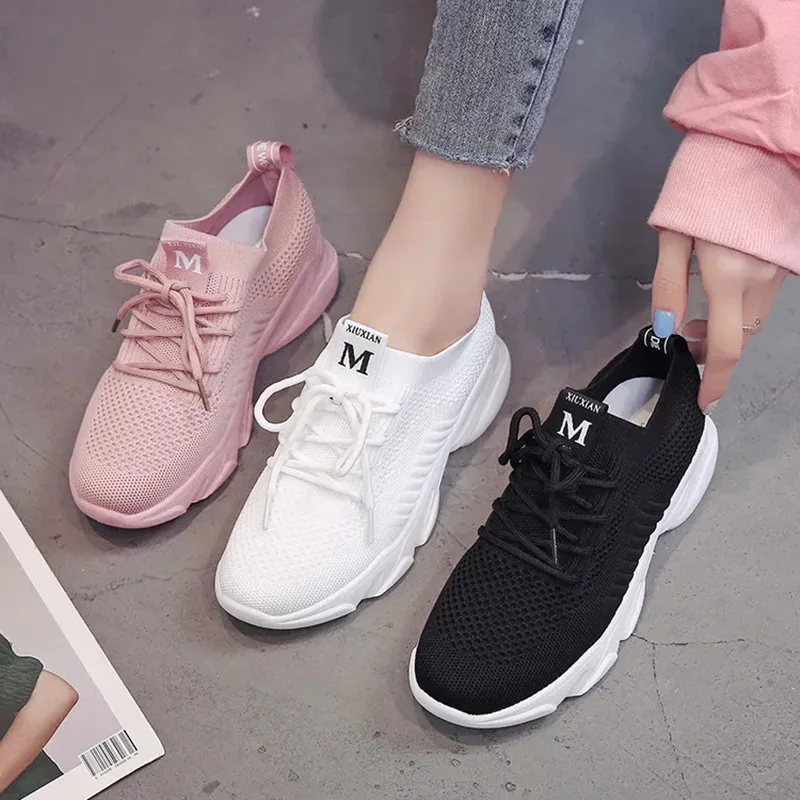 2022 Mesh Sneakers Women's Korean-Style Fashion Casual Shoes Soft Bottom Running Shoes