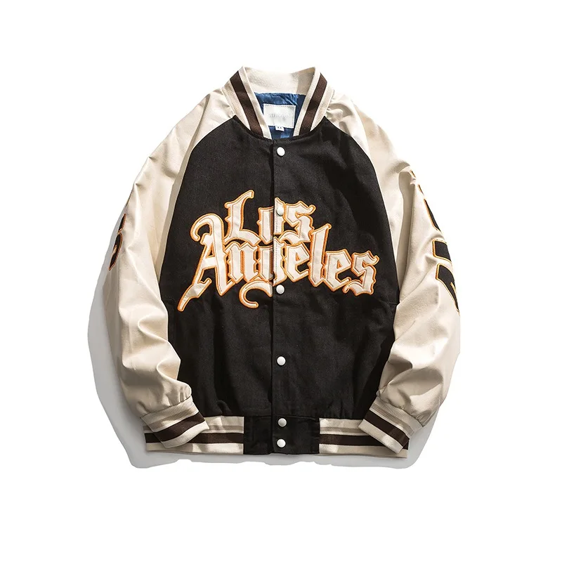 Куртка-бомбер мужская с вышивкой хлопковая бейсбольная куртка в стиле пэчворк