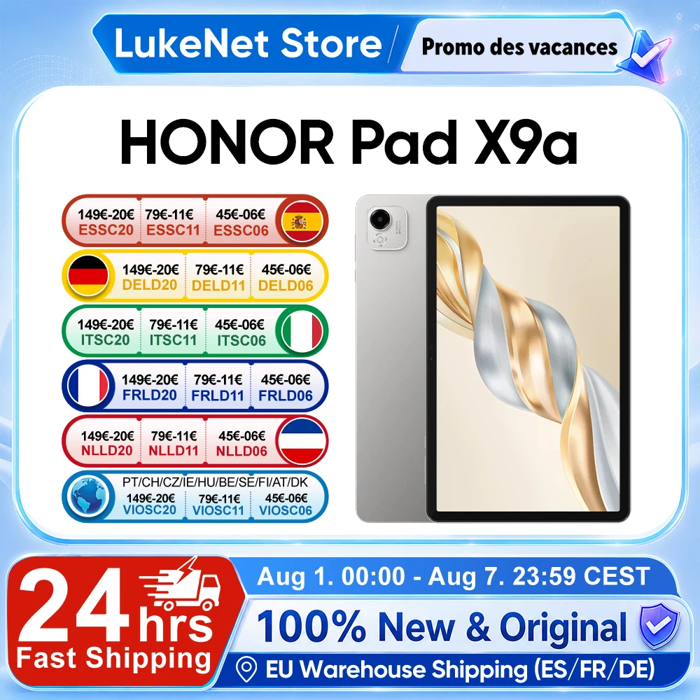 Tablet HONOR Pad X9a 11,5" 120 Hz 2,5K, Snapdragon 685, batería 8300 mAh, versión global