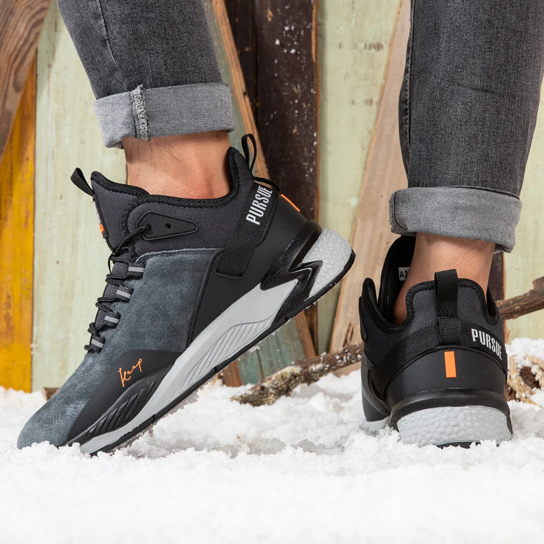 Baasploa 2023 Men's Winter Warm Cotton Shoes Waterproof Non-slip Casual Running Shoes Fashion Male Damping Hiking Walking Shoes