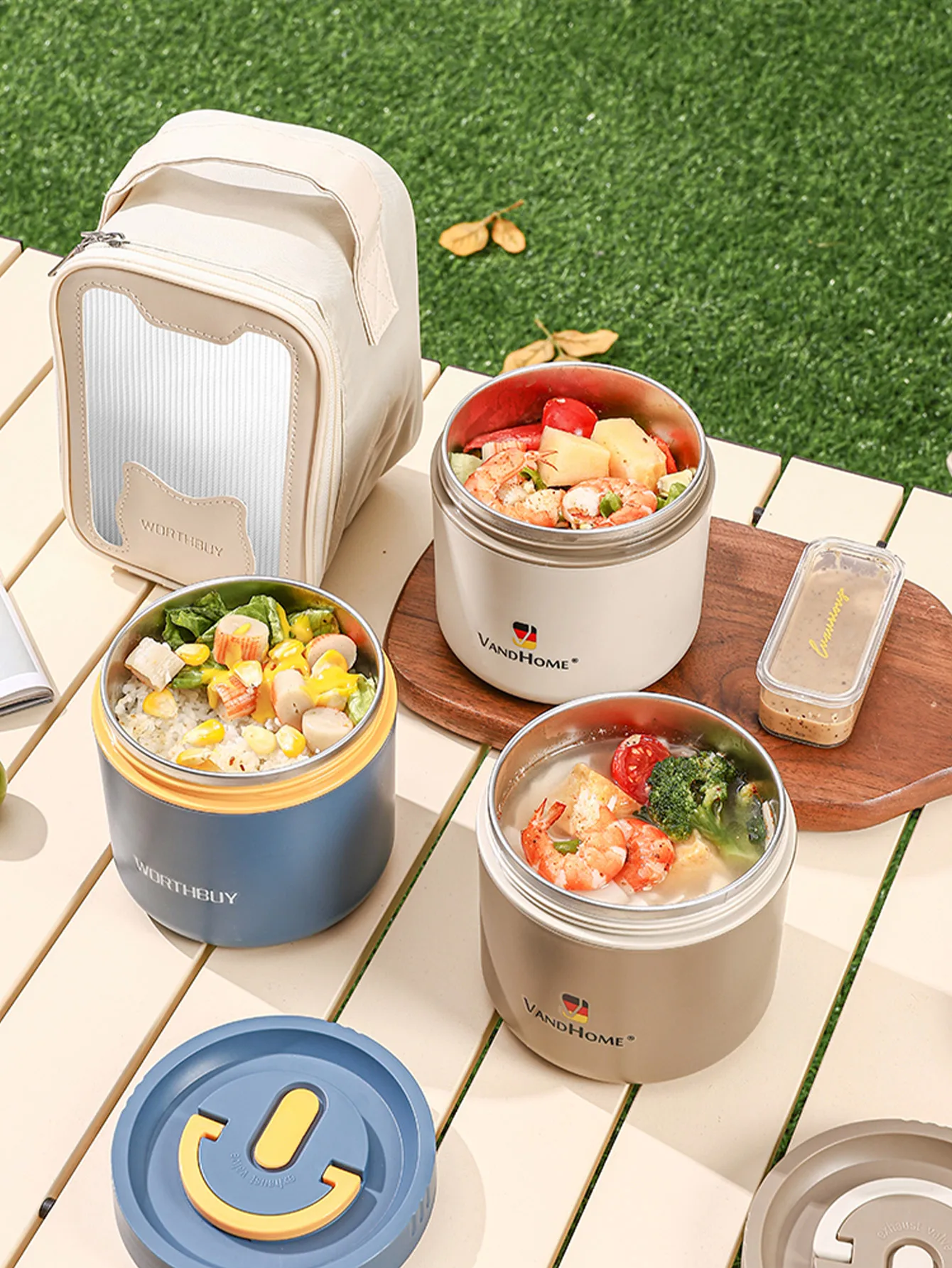 WORTHBUY 1 комплект герметичный контейнер для обедов из нержавеющей стали