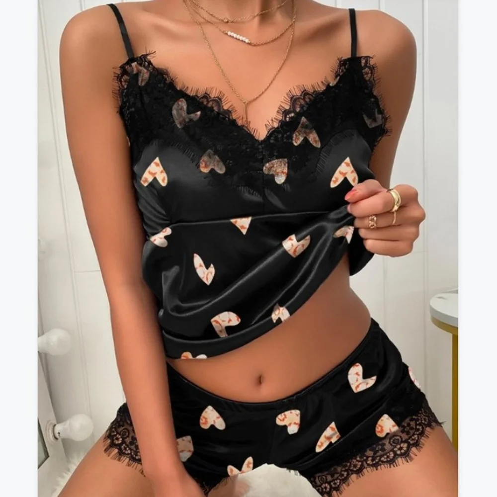 

Сексуальная Женская кружевная Пижама Mandylandy с ресницами, удобное атласное нижнее белье, ночная рубашка, пижамный комплект без рукавов, пижам...