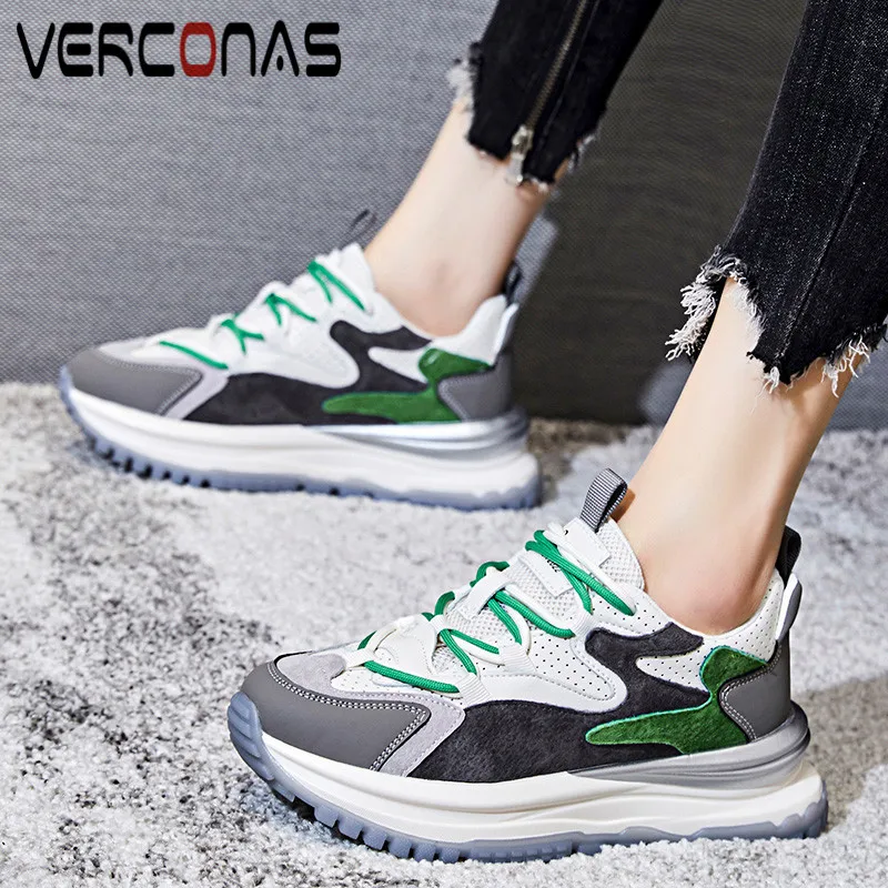 

Женские Классические ботинки VERCONAS, разноцветные повседневные ботинки из свиной кожи на платформе, весна-лето 2022