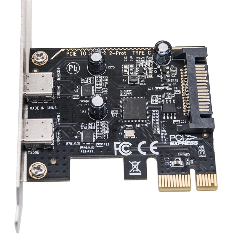 Фото Плата расширения PCI Express X1 на 2 порта USB 3,2 GEN1 5 Гбит/с №4