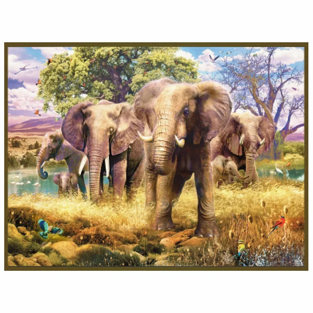 

5D A Herd Of Elephants Diamond Painting Square/Round Rhinestone Hobby Crafts Mosaic Handmade Gifts Cross Stitch Home Decor