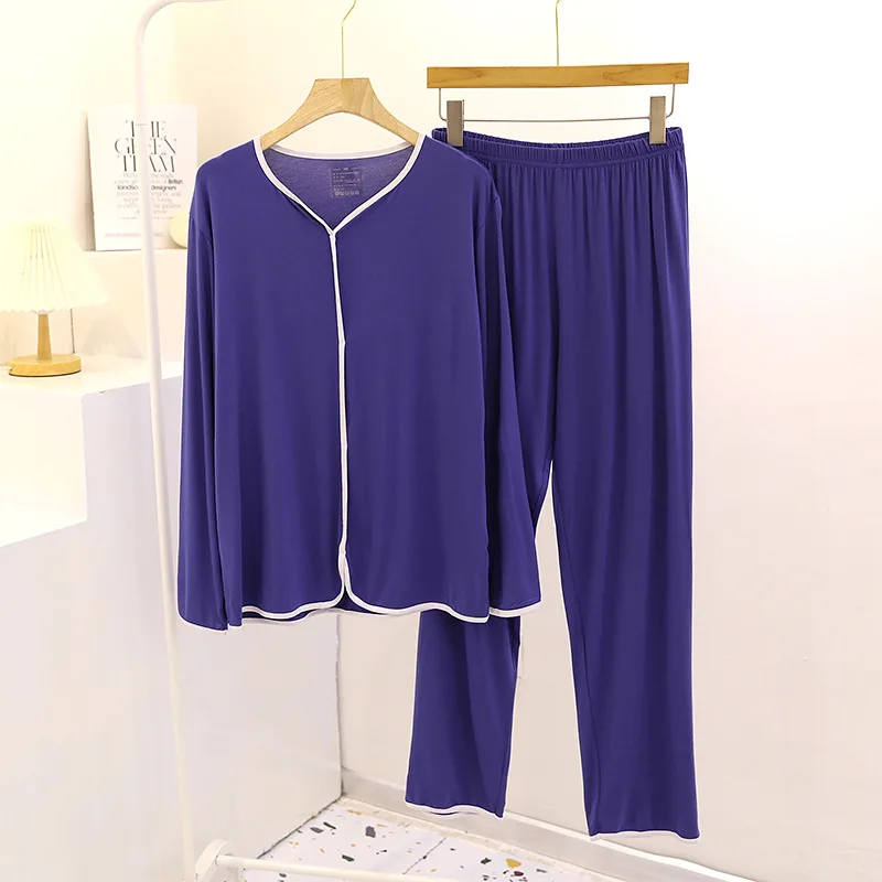 2022 New women's modal leisurewear female thin long sleeve pajamas loose slacks two-piece outfit  pijamas de mujer manga larga