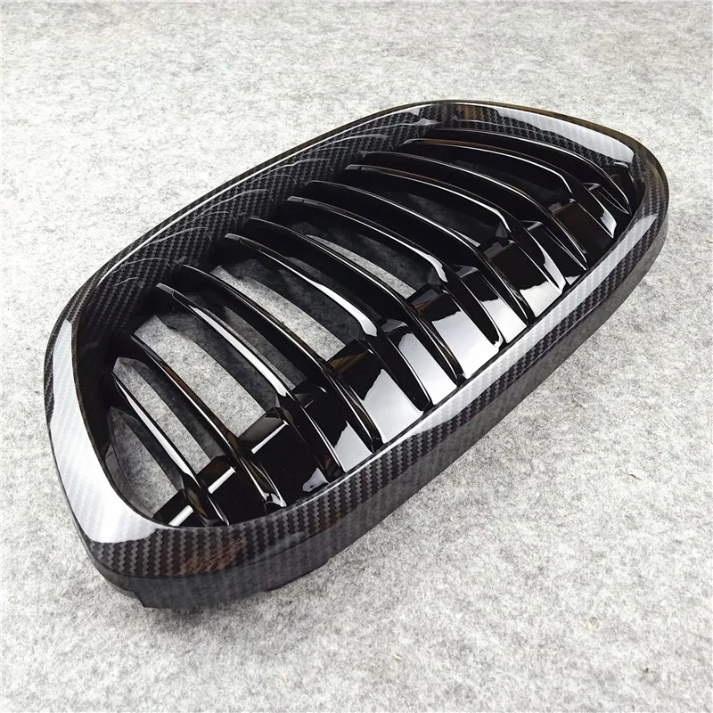 Car Front Bumper Grilles Kidney Racing Grill For BMW X1 Series F48 F49 2016-2021 Double Slat Carbon Replacement Grille