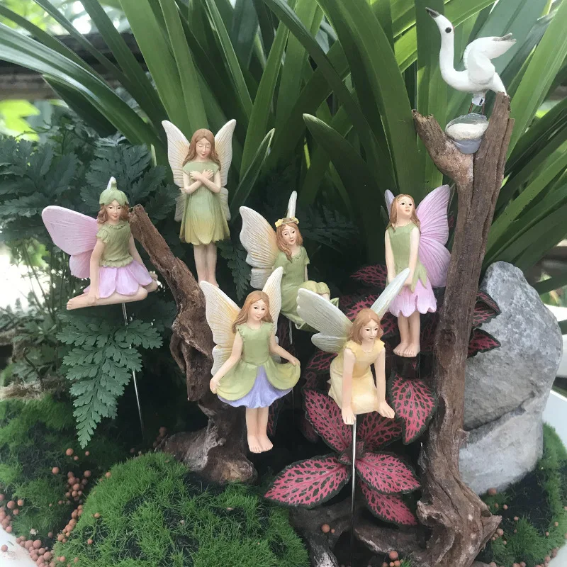 

Flower fairy resin Flower elves crafts plug-in angel garden mini garden accessories potted micro-landscape decor cake decoration