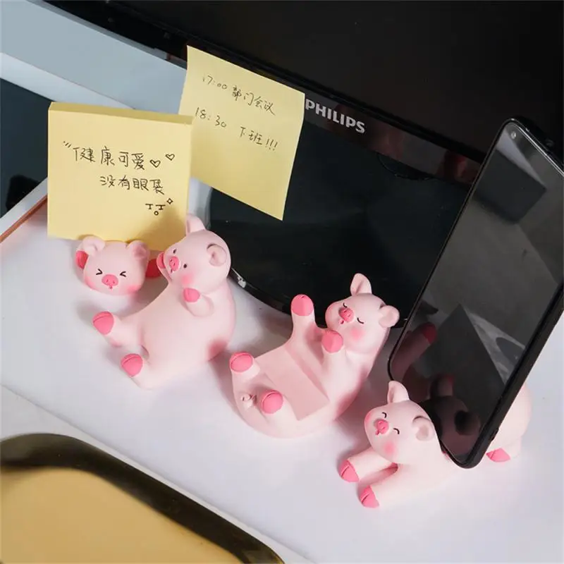 Lovely Pig Holder Shaped Mobile Phone Tablet Note Holder Holiday Gift Creative Gift Car Home Desktop Small Ornaments Imply Lucky