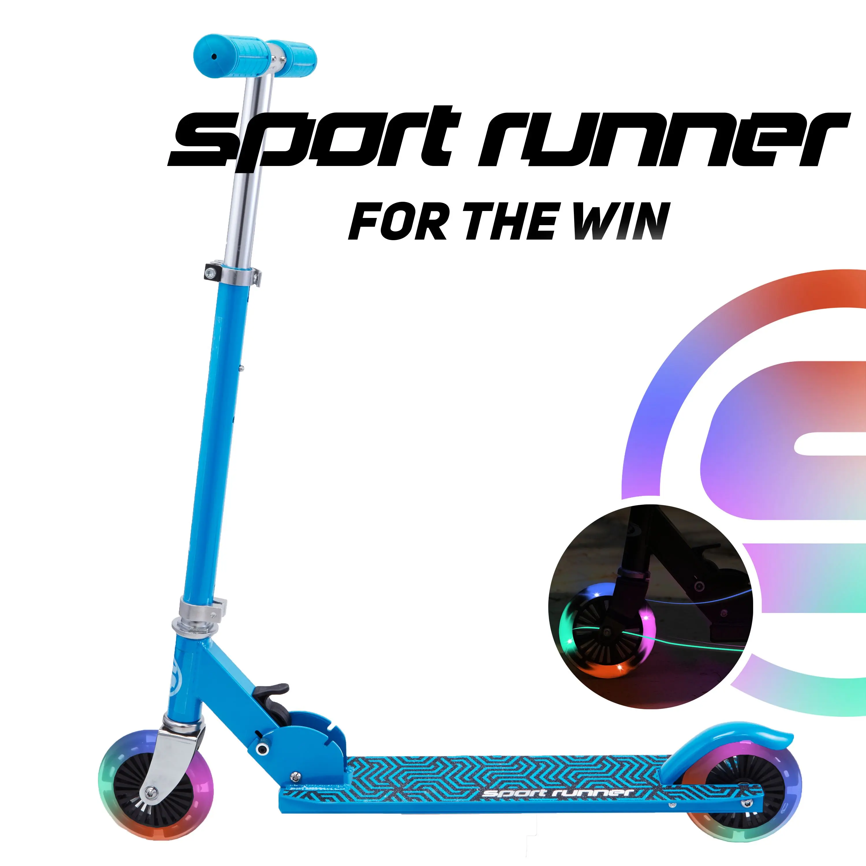 

Sport Runner Select Folding Kick Scooter With Light Up Wheels, Blue