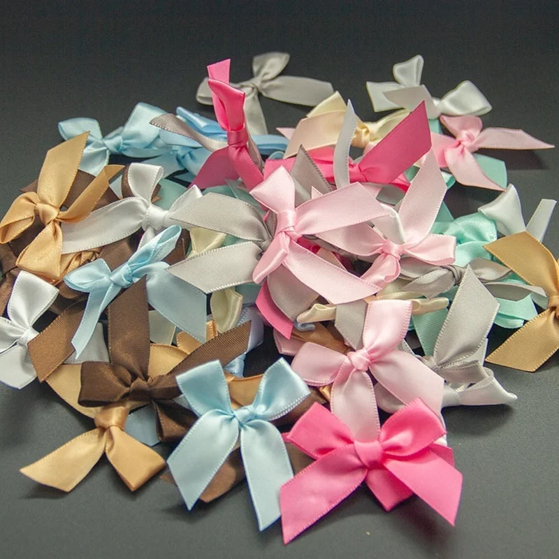 

50pcs/set Boutique 60x60mm Christma Decoration Ribbon Pink Satin Ribbons Bow Flower For DIY Craft Gift Wrapping Hair Accessories