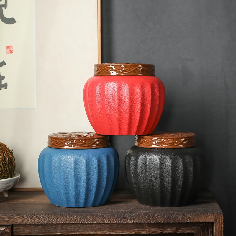 

European-style Striped Ceramic Storage Jar Sealed Tea Can with Lid Creative Candy Nuts Food Jewelry Storage Jar Moisture-proof