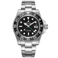 holuns gmt automatic watch for men ceramic bezel luminous 2 zone super waterproof mechanical reloj hombre sapphire