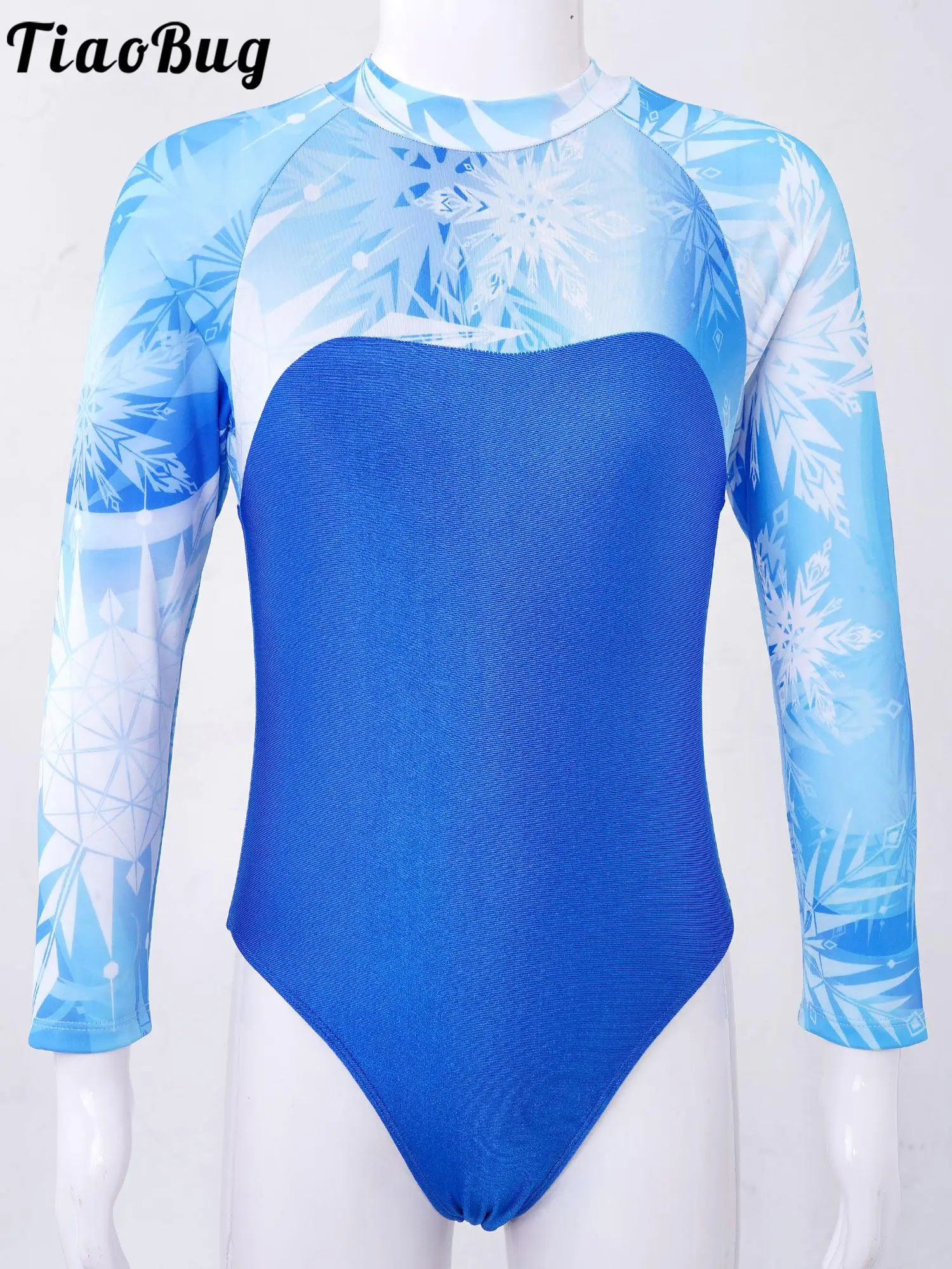 

Детский слитный купальник с длинным рукавом, с ложным воротником и принтом растений, на молнии сзади