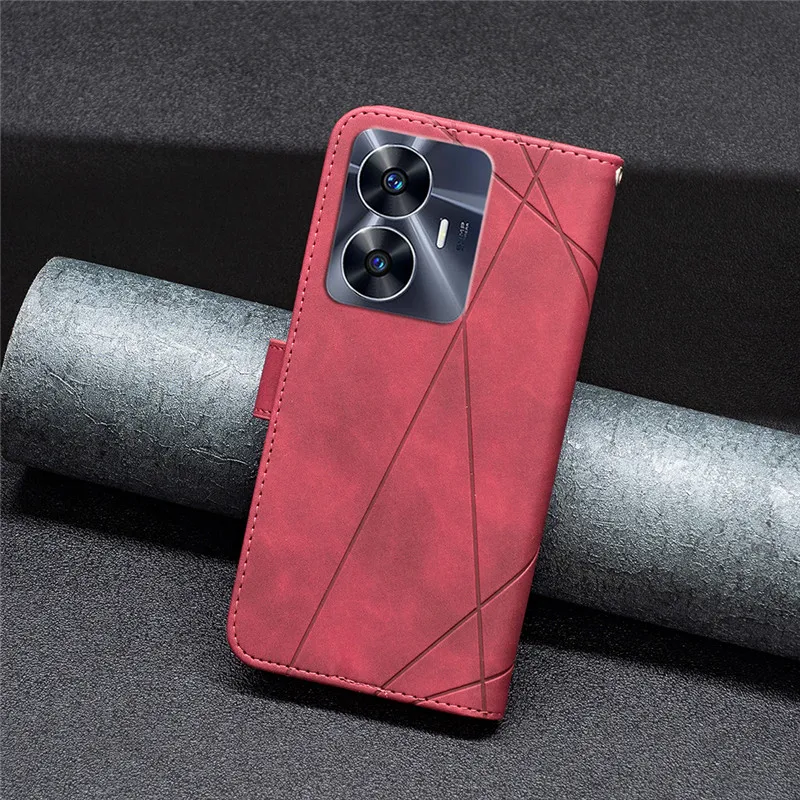 Luxury Leather Phone Case on For OPPO Realme C55 C35 C30 C31 Find X6 Pro RealmeC55 Fundas Magnetic Wallet Flip Cover Case