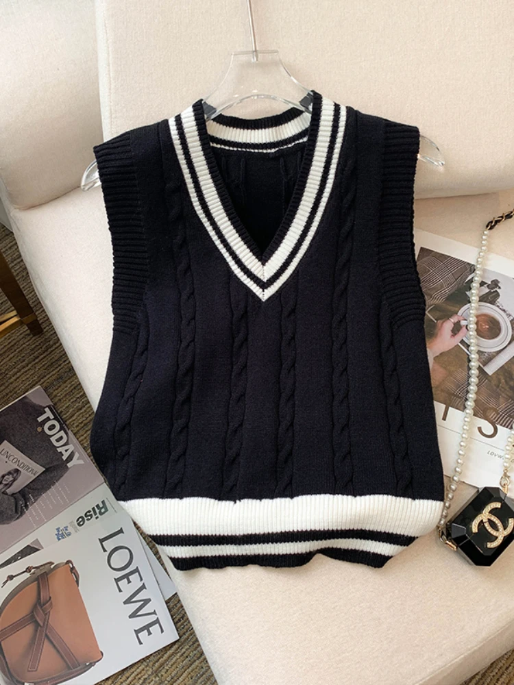 Новинка 2023 года весна-осень женский корейский стиль свитер без рукавов с