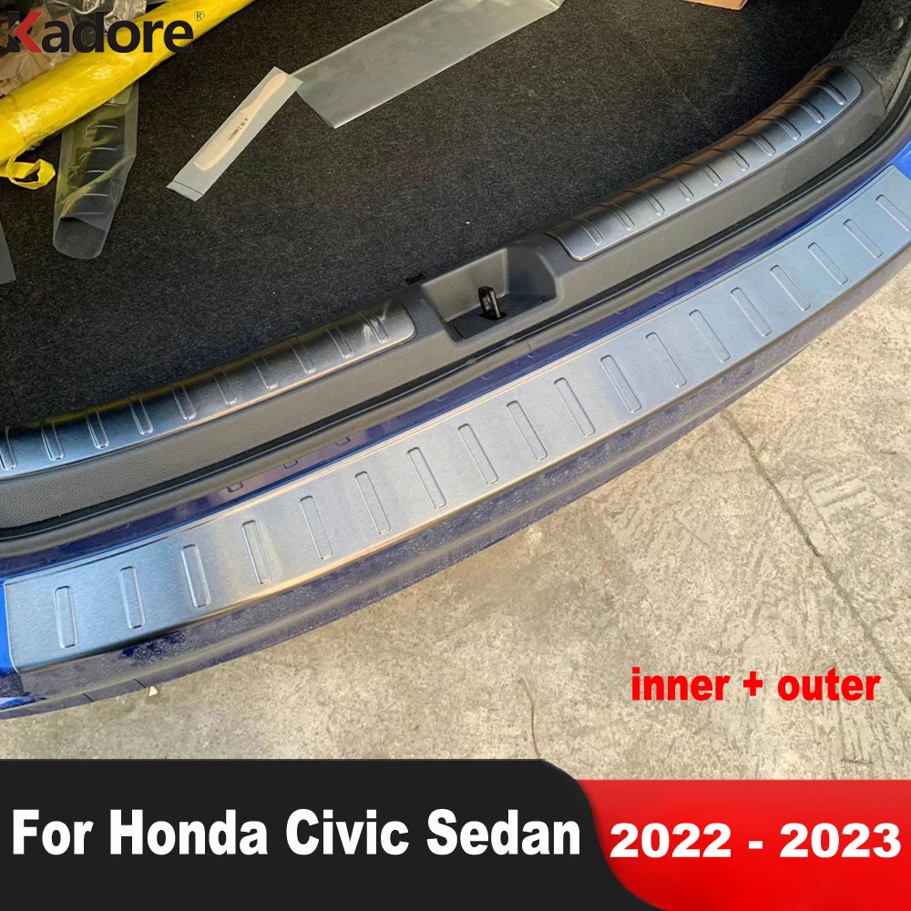 

Rear Trunk Bumper Cover Trim For Honda Civic Sedan 2022 2023 Stainless Steel Car Tailgate Tail Door Sill Plate Guard Accessories
