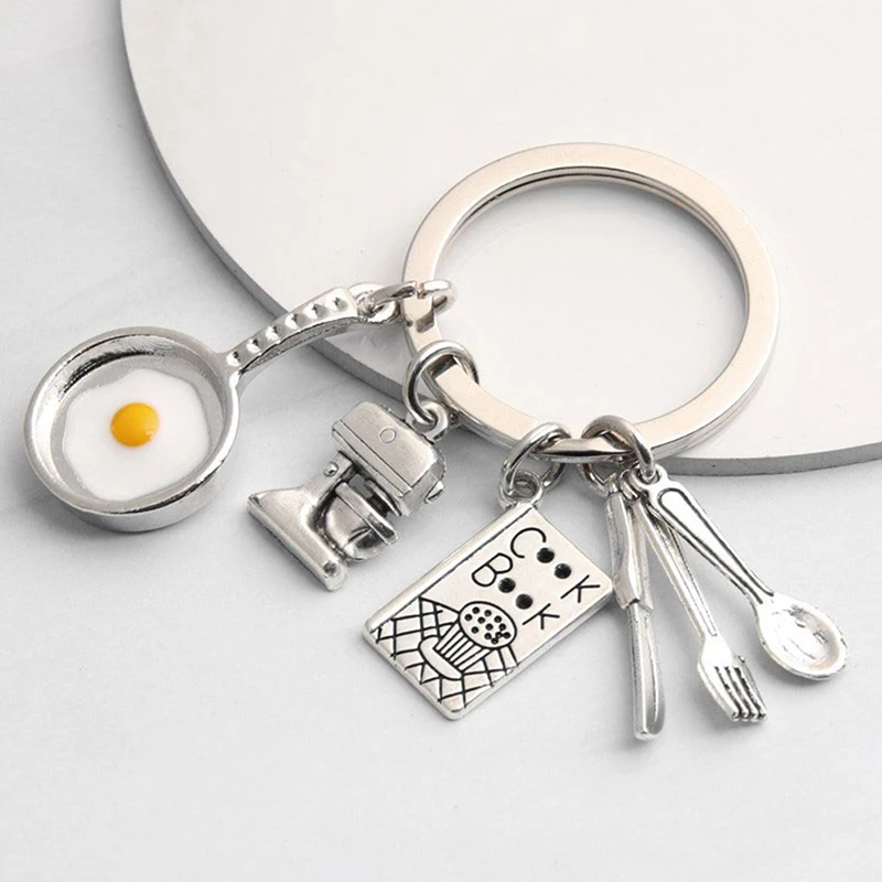 

New Dessert Keychain Baking Key Ring Cake Egg Beater Blender Measuring Cup Moulds Key Chain For Dessert Chef Gifts Jewelry