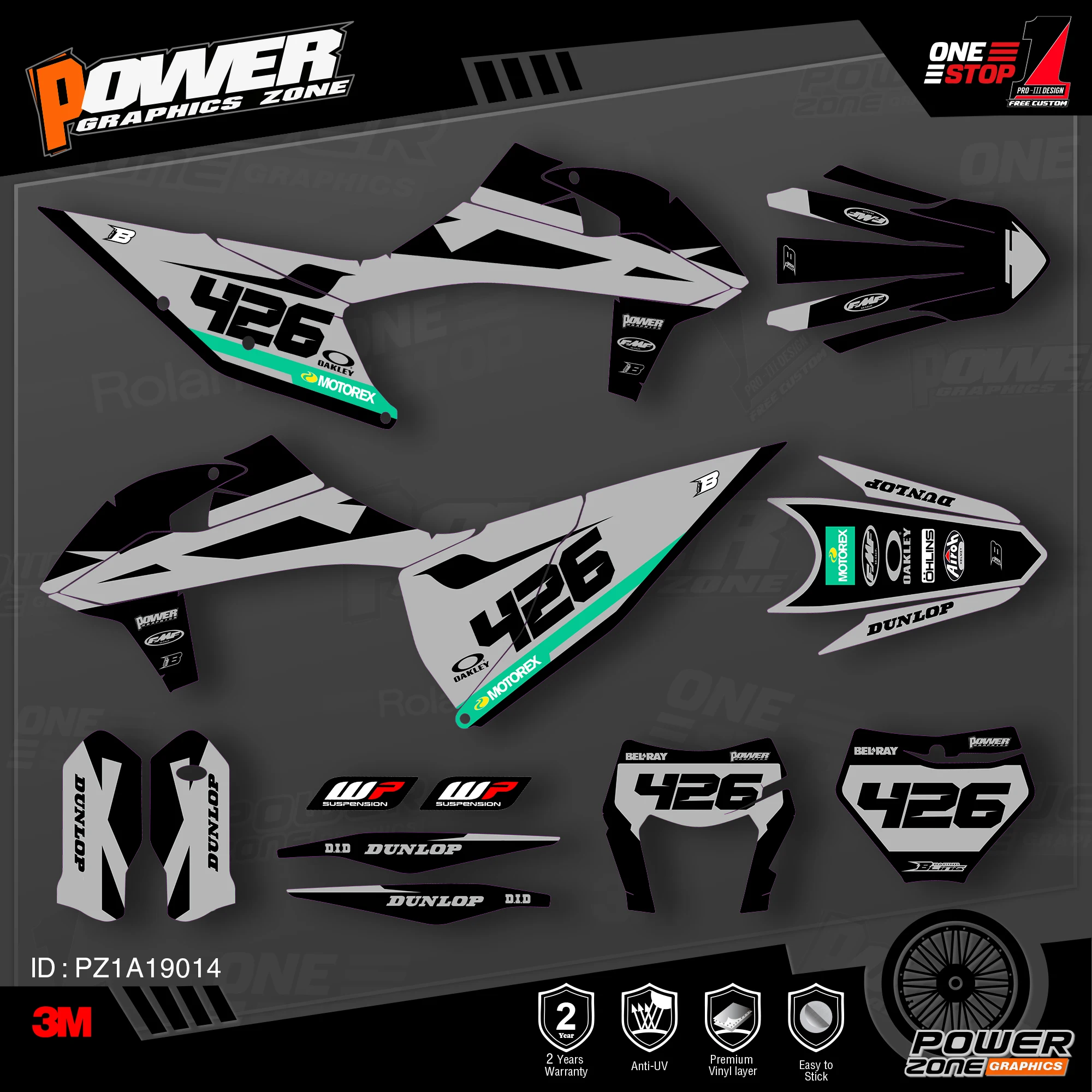 Набор наклеек PowerZone для KTM SX SXF MX 19-20 EXC XCW Enduro 20-N 125-500cc 14 | Автомобили и мотоциклы