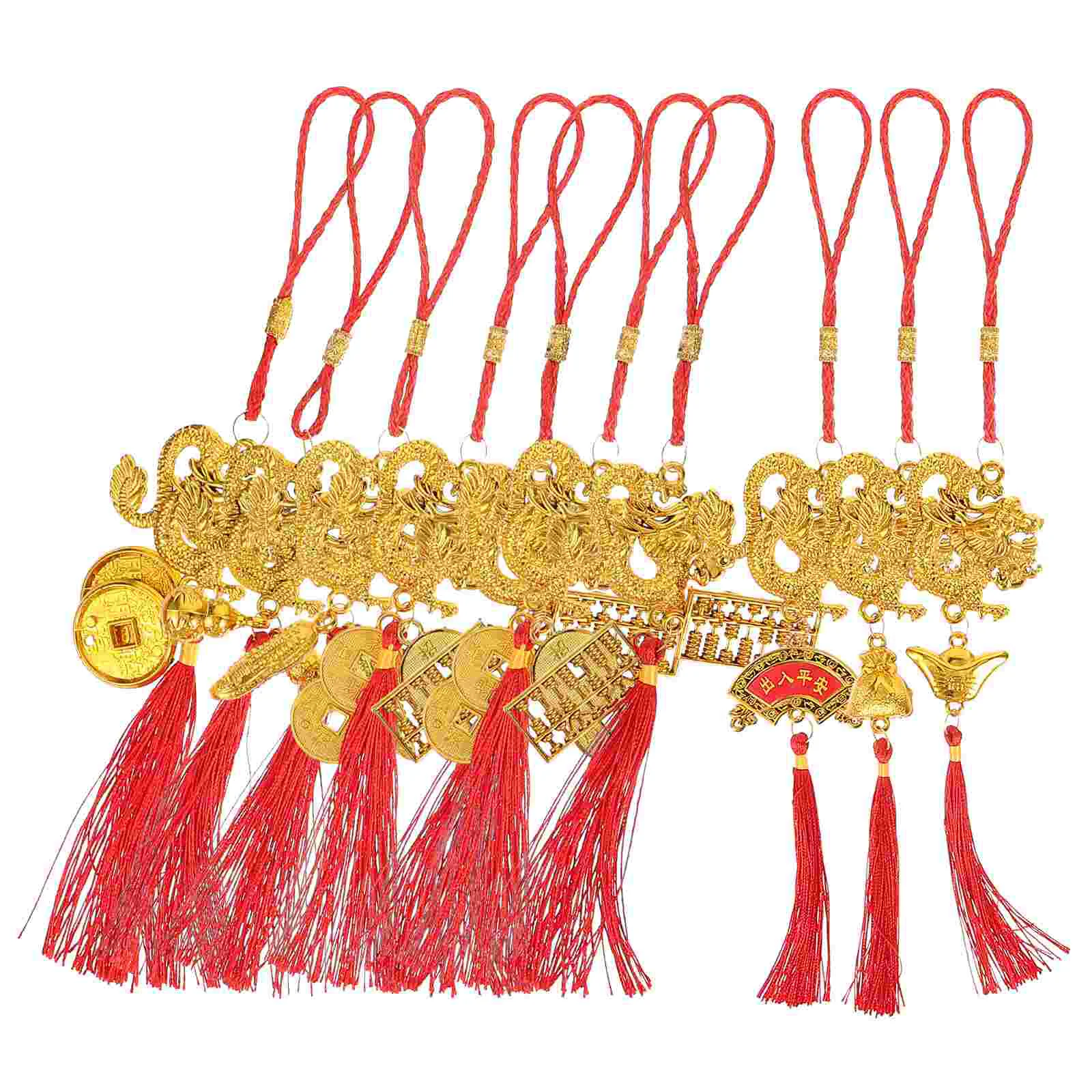 

10 Pcs New Year Pendant Chinese Decor Bonsai Traditional Small Dragon Ornament Hanging Plastic Spring Festival Ornaments