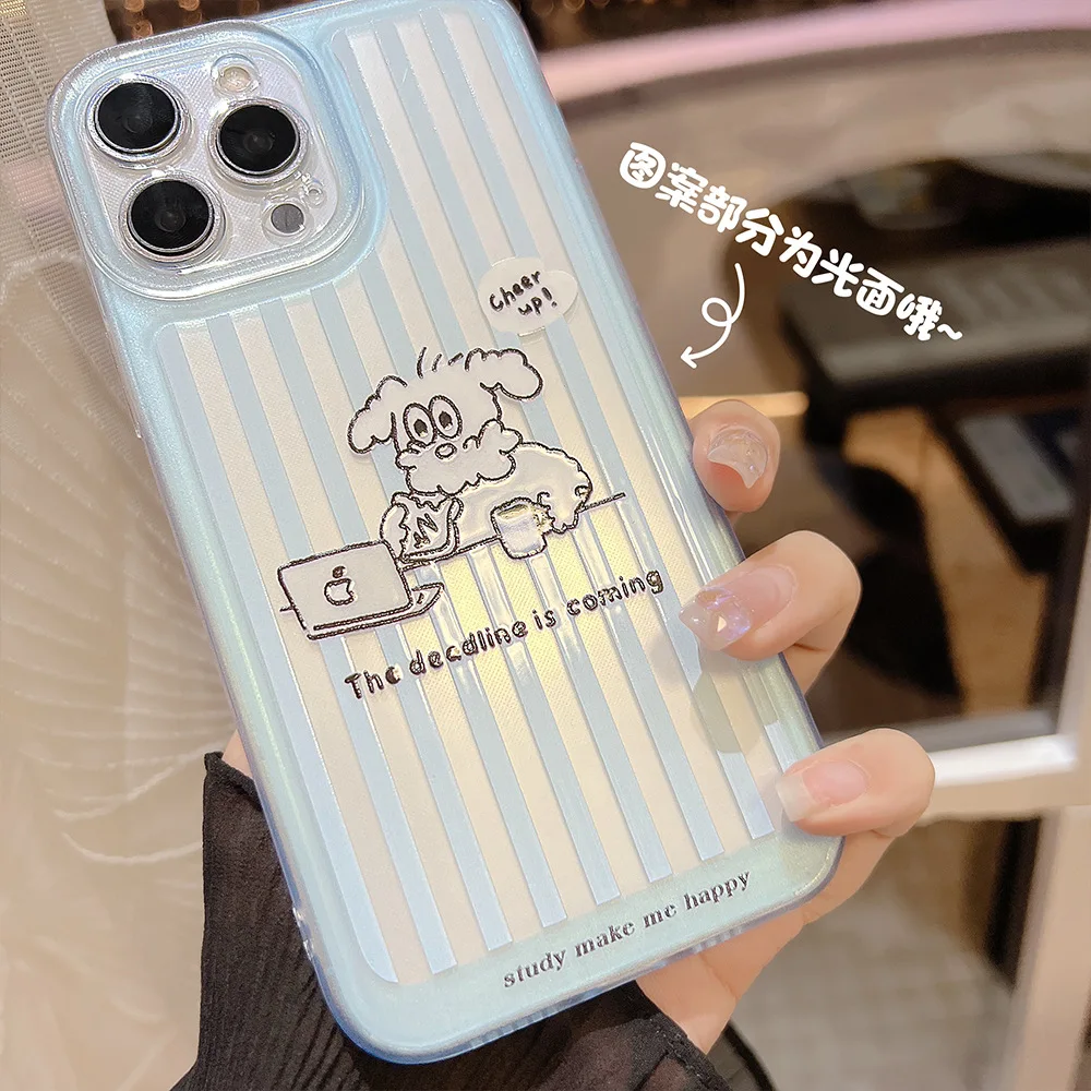 Simple and Original Transparent Dog for iPhone14 Apple Phone Case 13 Pro Gloss 14 Plus Silicone 8p/Xs Suitable 11 Soft Anti Drop