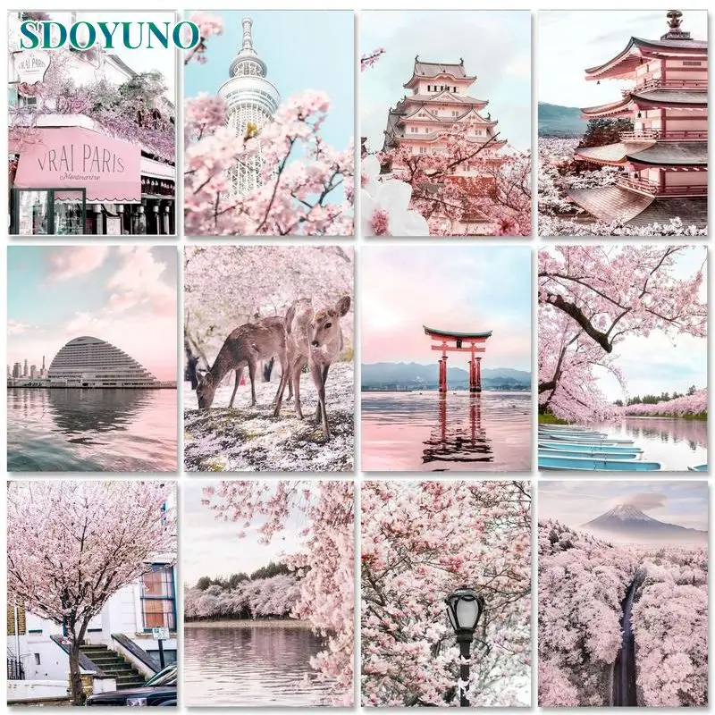

SDOYUNO Diy Painting By Numbers With Frame Kits Landscape Modern City Pictures With Numbers For Personalized Gift Home Decor
