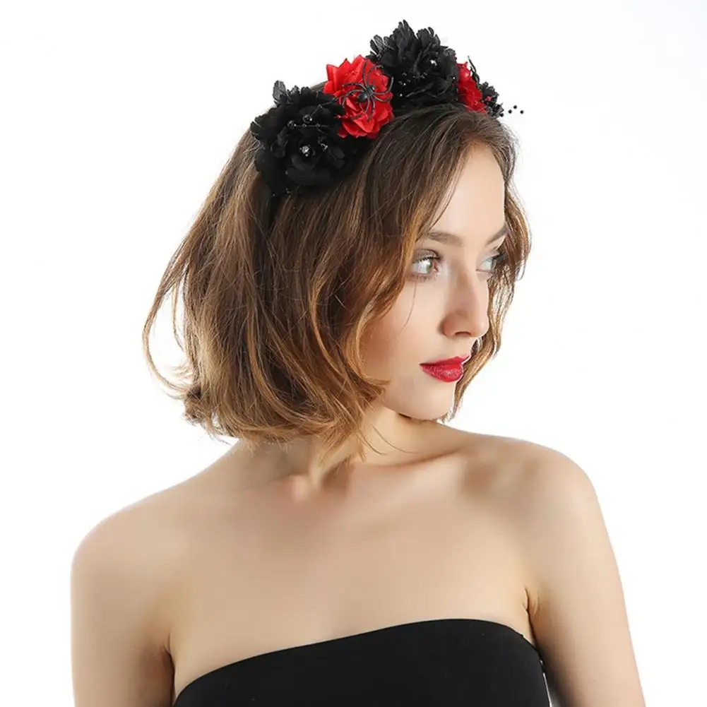 

Lady Headband Festive Cosplay Headwear Halloween Spider Flower Party Accessories with Anti-slip Elastic for Photo Props Fun Fake