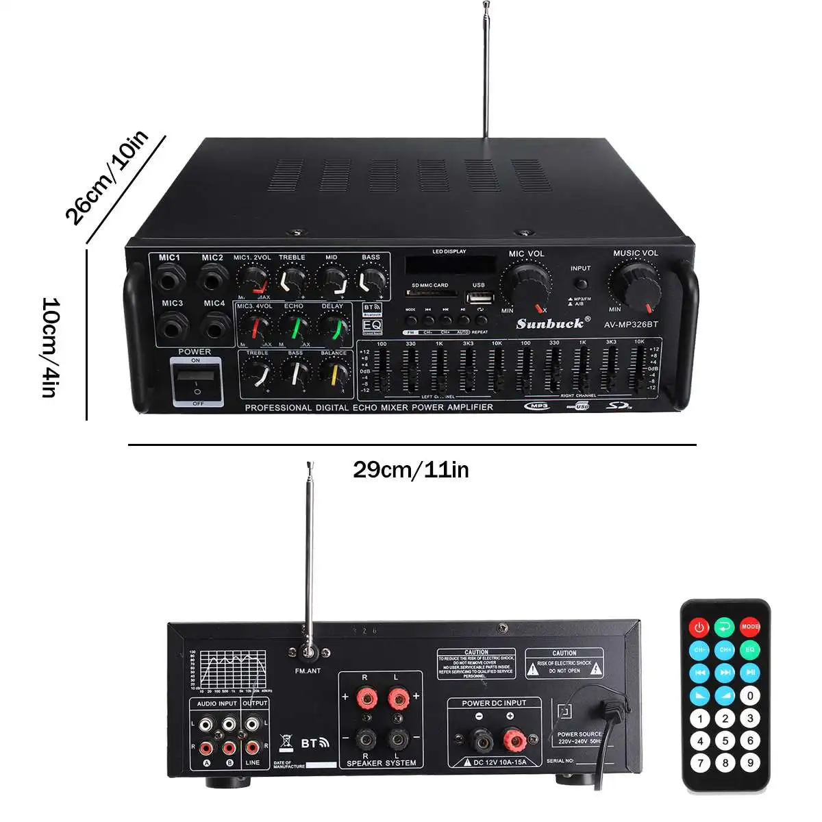 2500 Вт bluetooth 2-канальный усилитель мощности HiFi стерео динамик с поддержкой FM-радио 2