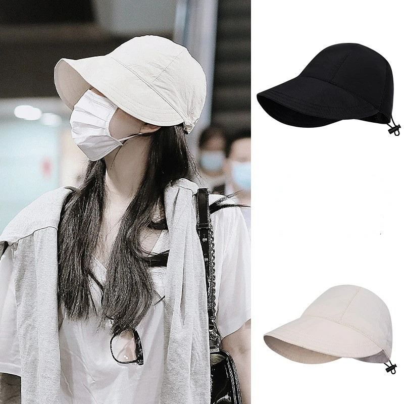 

Women's Sun Foldable Wide Brim Sun Hat Drawstring Adjustable Caps for Women Beach Hats Summer Sunscreen Visors Fisherman Cap